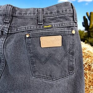 Wrangler Jeans 936WBK Mens 34x36 Black Denim Western Cowboy Straight Leg Cotton